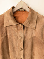 Lade das Bild in den Galerie-Viewer, Kimono Jacke 70s Wildleder Beige Cognac (L-XL)
