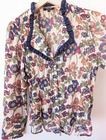 Lade das Bild in den Galerie-Viewer, Bluse Mesh Rüschen Kragen Blusen Print (L)
