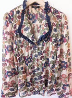 Lade das Bild in den Galerie-Viewer, Bluse Mesh Rüschen Kragen Blusen Print (L)
