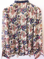 Lade das Bild in den Galerie-Viewer, Bluse Mesh Rüschen Kragen Blusen Print (L)
