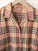 Lade das Bild in den Galerie-Viewer, *Leinen* Bluse Tartan Muster Altrosa (L)
