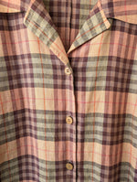 Lade das Bild in den Galerie-Viewer, *Leinen* Bluse Tartan Muster Altrosa (L)
