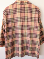 Lade das Bild in den Galerie-Viewer, *Leinen* Bluse Tartan Muster Altrosa (L)

