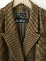 Lade das Bild in den Galerie-Viewer, *Wolle* Blazer Zweireiher 80s Tartan Khaki (L-XL)
