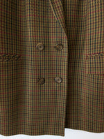 Lade das Bild in den Galerie-Viewer, *Wolle* Blazer Zweireiher 80s Tartan Khaki (L-XL)
