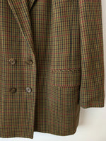 Lade das Bild in den Galerie-Viewer, *Wolle* Blazer Zweireiher 80s Tartan Khaki (L-XL)
