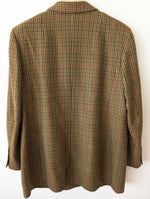 Lade das Bild in den Galerie-Viewer, *Wolle* Blazer Zweireiher 80s Tartan Khaki (L-XL)
