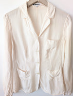 Lade das Bild in den Galerie-Viewer, *Jil Sander* Blazer Bluse Transparent Seide (S)
