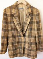 Lade das Bild in den Galerie-Viewer, *Wolle* Long Blazer 80s Tartan Beige (M)
