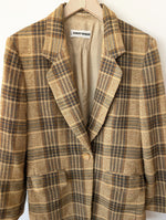 Lade das Bild in den Galerie-Viewer, *Wolle* Long Blazer 80s Tartan Beige (M)
