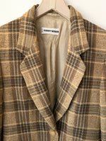 Lade das Bild in den Galerie-Viewer, *Wolle* Long Blazer 80s Tartan Beige (M)
