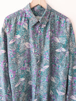Lade das Bild in den Galerie-Viewer, *Seide* Hemd Blumen Print Flieder &amp; Mint (XL)

