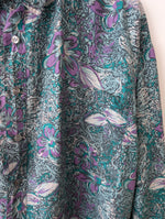 Lade das Bild in den Galerie-Viewer, *Seide* Hemd Blumen Print Flieder &amp; Mint (XL)
