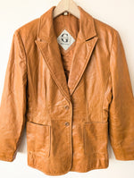 Lade das Bild in den Galerie-Viewer, Leder Blazer 90s Klassiker Cognacbraun (M-L)
