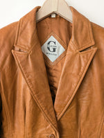 Lade das Bild in den Galerie-Viewer, Leder Blazer 90s Klassiker Cognacbraun (M-L)

