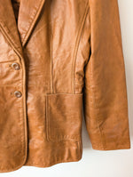 Lade das Bild in den Galerie-Viewer, Leder Blazer 90s Klassiker Cognacbraun (M-L)
