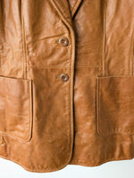 Lade das Bild in den Galerie-Viewer, Leder Blazer 90s Klassiker Cognacbraun (M-L)

