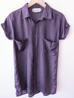 Lade das Bild in den Galerie-Viewer, *Seide* Bluse Kurzarm Premium Basic Lila (S)
