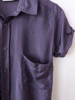 Lade das Bild in den Galerie-Viewer, *Seide* Bluse Kurzarm Premium Basic Lila (S)
