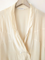 Lade das Bild in den Galerie-Viewer, *Seide* Bluse Basic Zweireiher Cremeweiß (L-XL)

