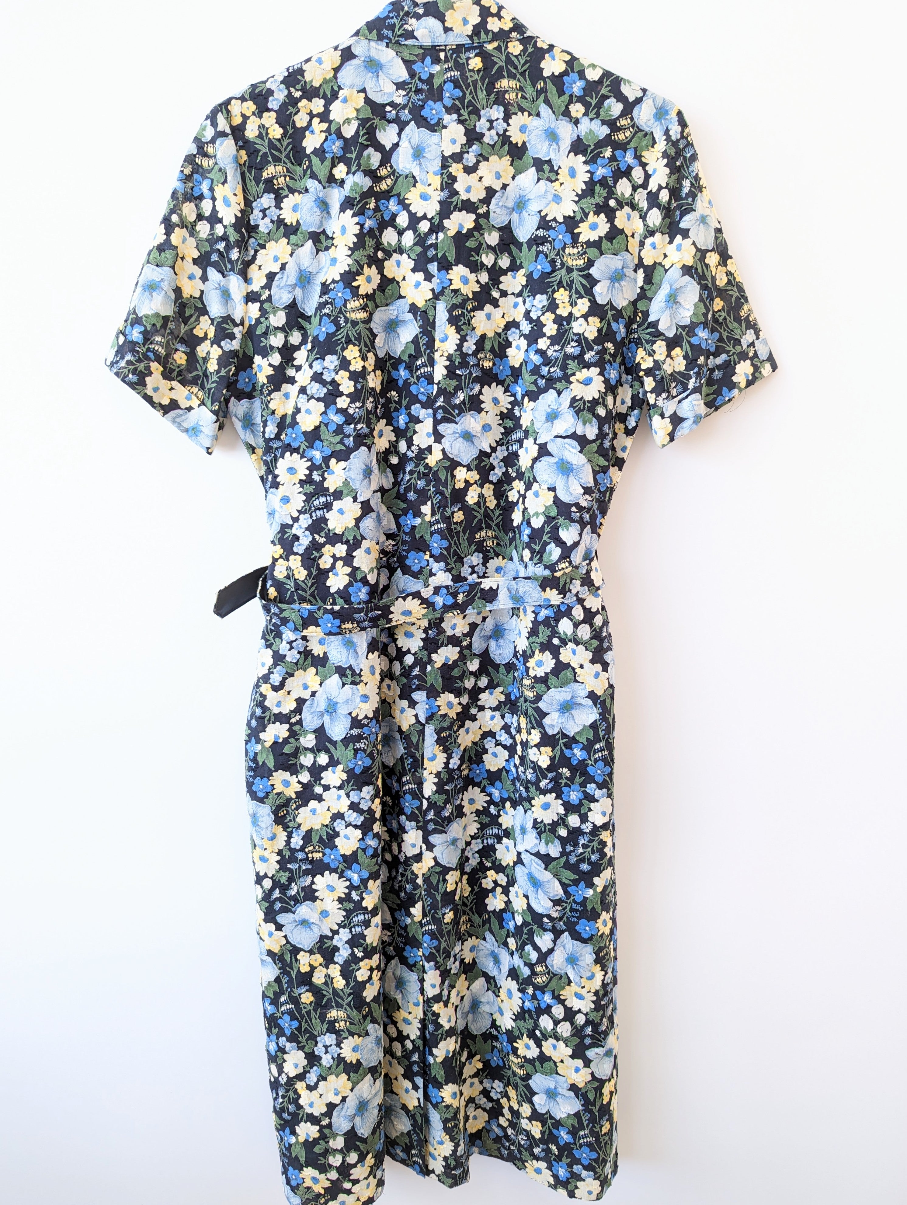 Kleid 80s Wildblumen Print & Samt Heavin (M-L)