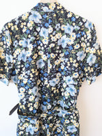 Lade das Bild in den Galerie-Viewer, Kleid 80s Wildblumen Print &amp; Samt Heavin (M-L)
