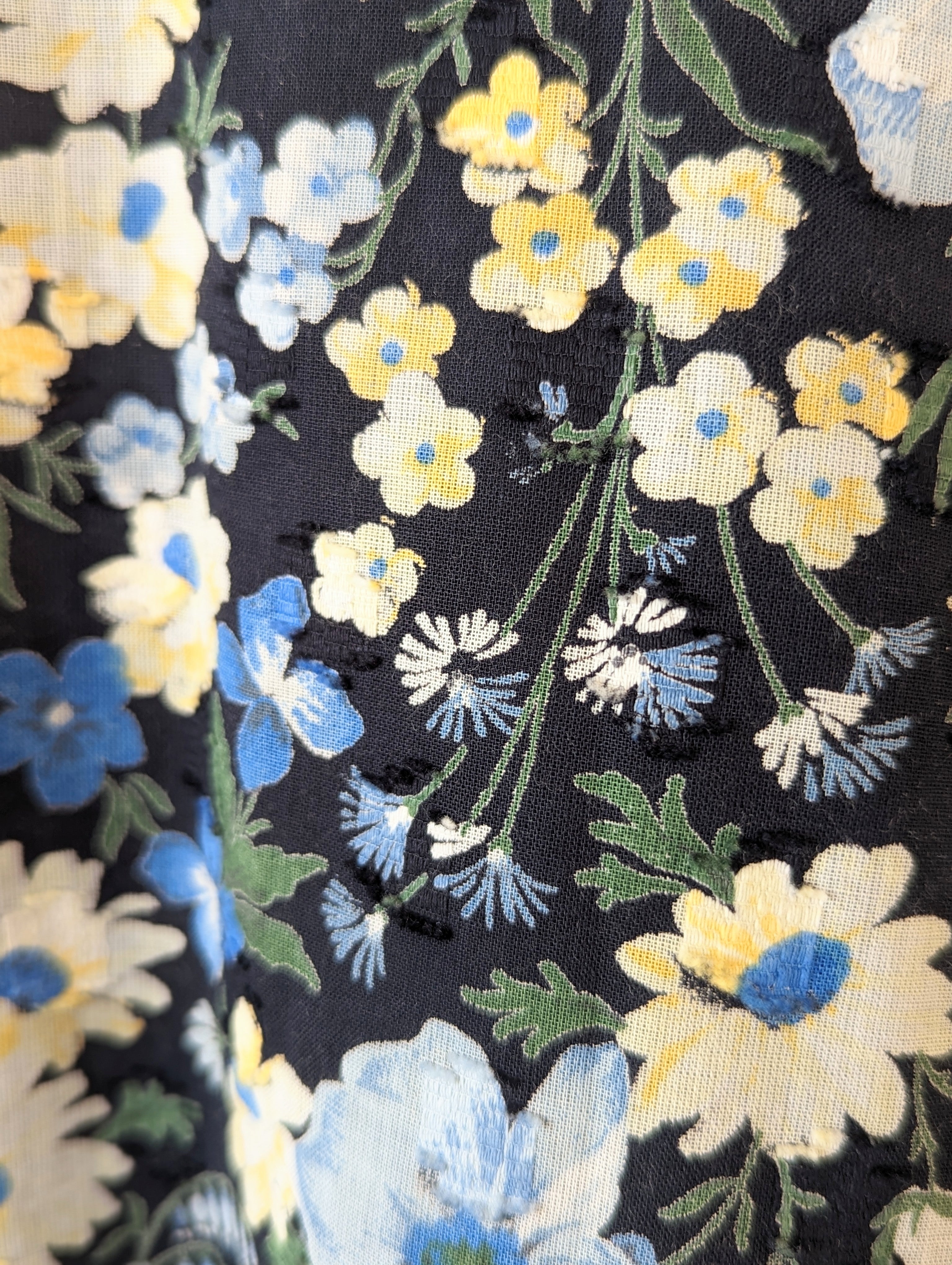 Kleid 80s Wildblumen Print & Samt Heavin (M-L)