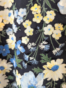 Kleid 80s Wildblumen Print & Samt Heavin (M-L)