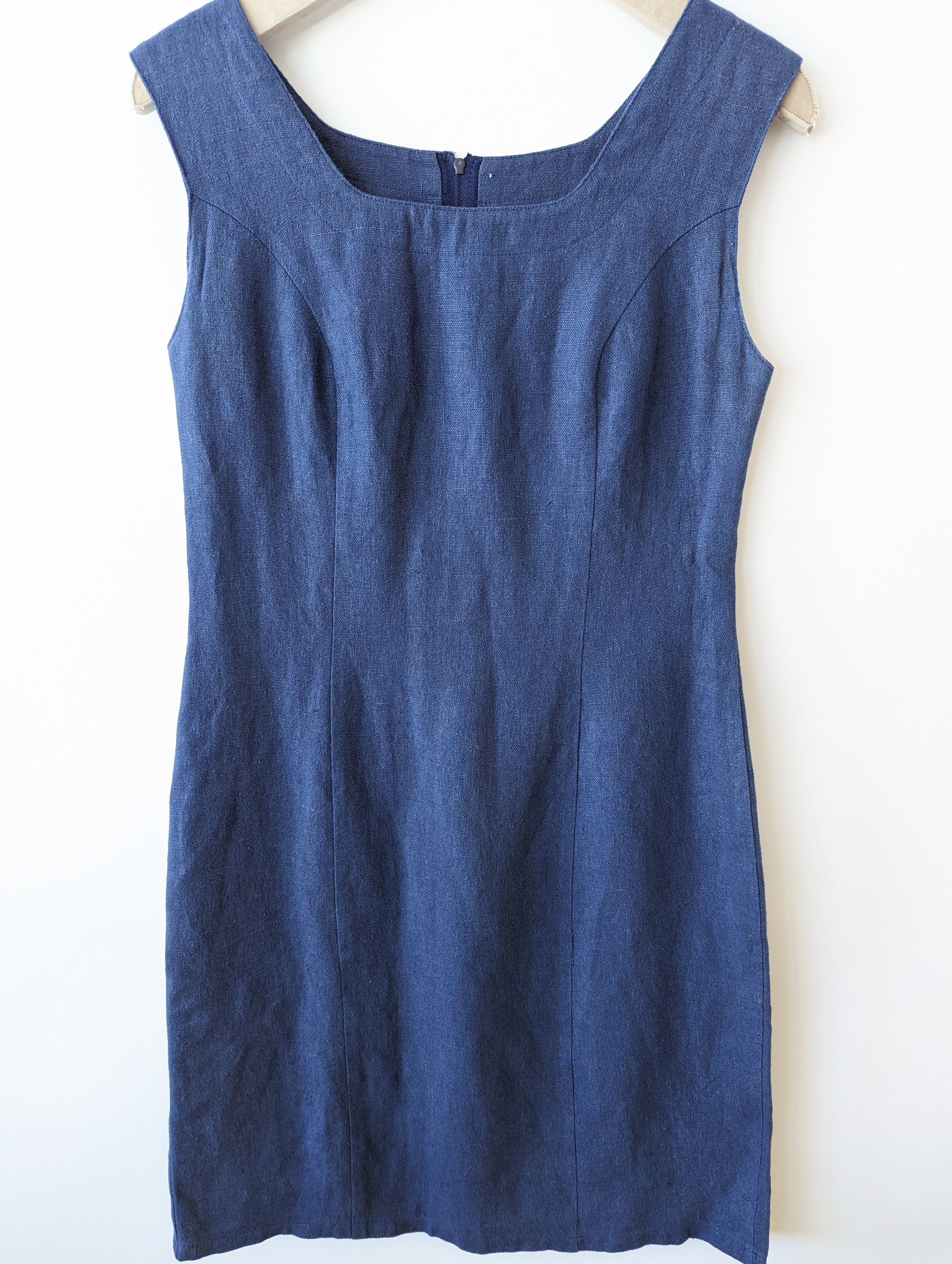*Leinen* Kleid Premium Basic Blau Heavin (S)
