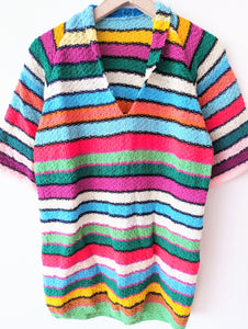 *Handmade* 70s Strick Shirt Streifen Heavin (M-L)