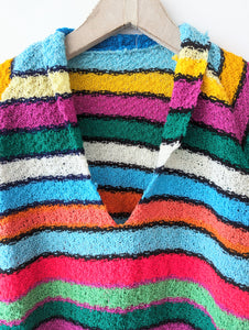 *Handmade* 70s Strick Shirt Streifen Heavin (M-L)