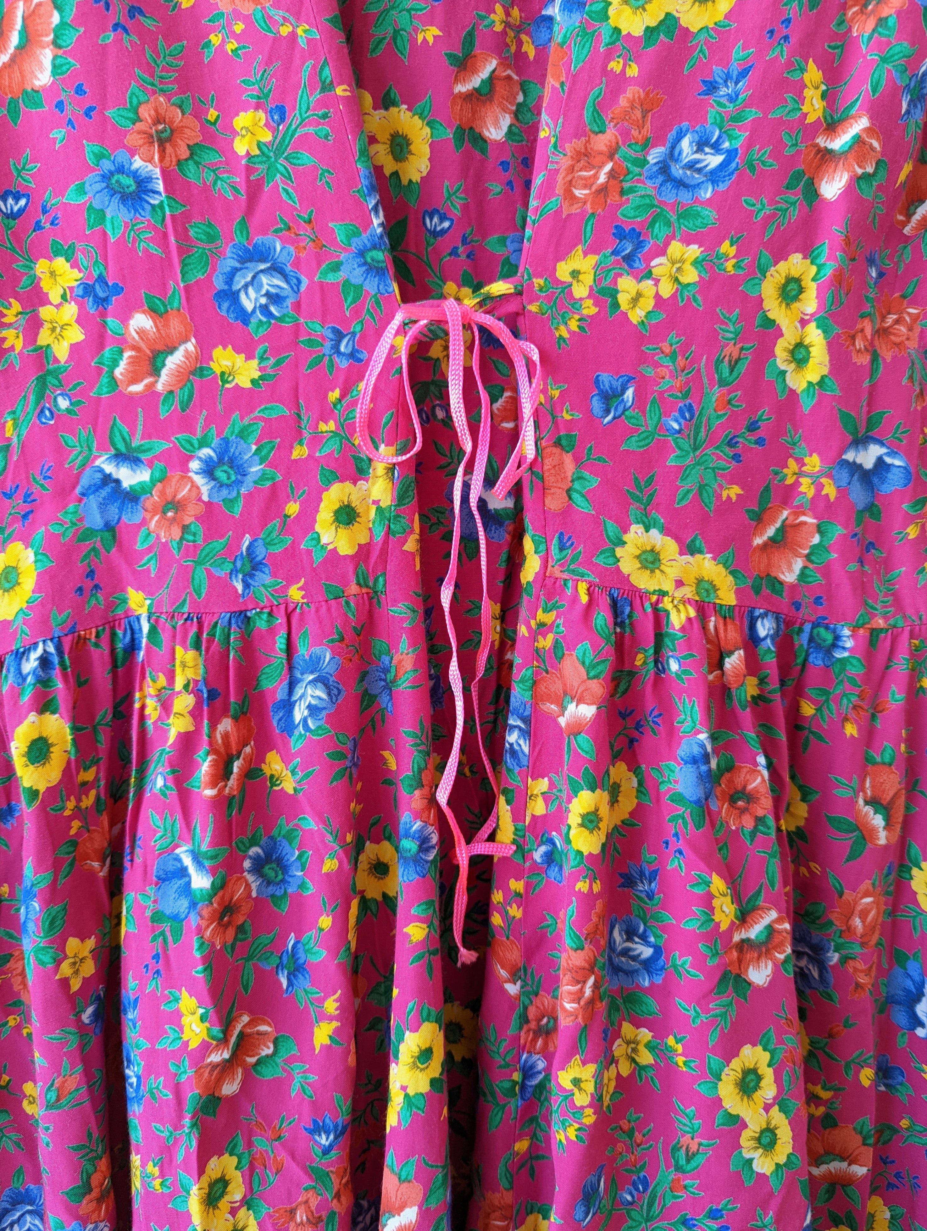 Kleid Pink Blumen Print 80s Heavin (L-XL)