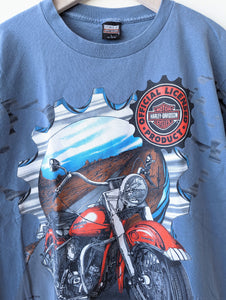 *RARE Harley Davidson* Shirt 1995 Blau Singlestitched Heavin (L)