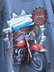 *RARE Harley Davidson* Shirt 1995 Blau Singlestitched Heavin (L)