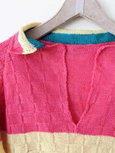 *Handmade* Häkel Pullover Pink Türkis Gelb Heavin (M-XL)