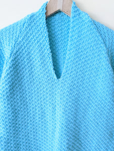 *Handmade* Häkel Pullover Hellblau Gelb Heavin (M-L)