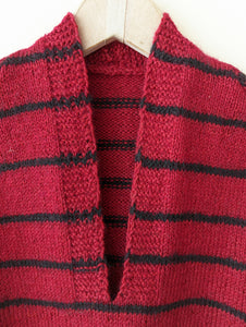 *Handmade* Häkel Pullover Dunkelrot Streifen Heavin (M)