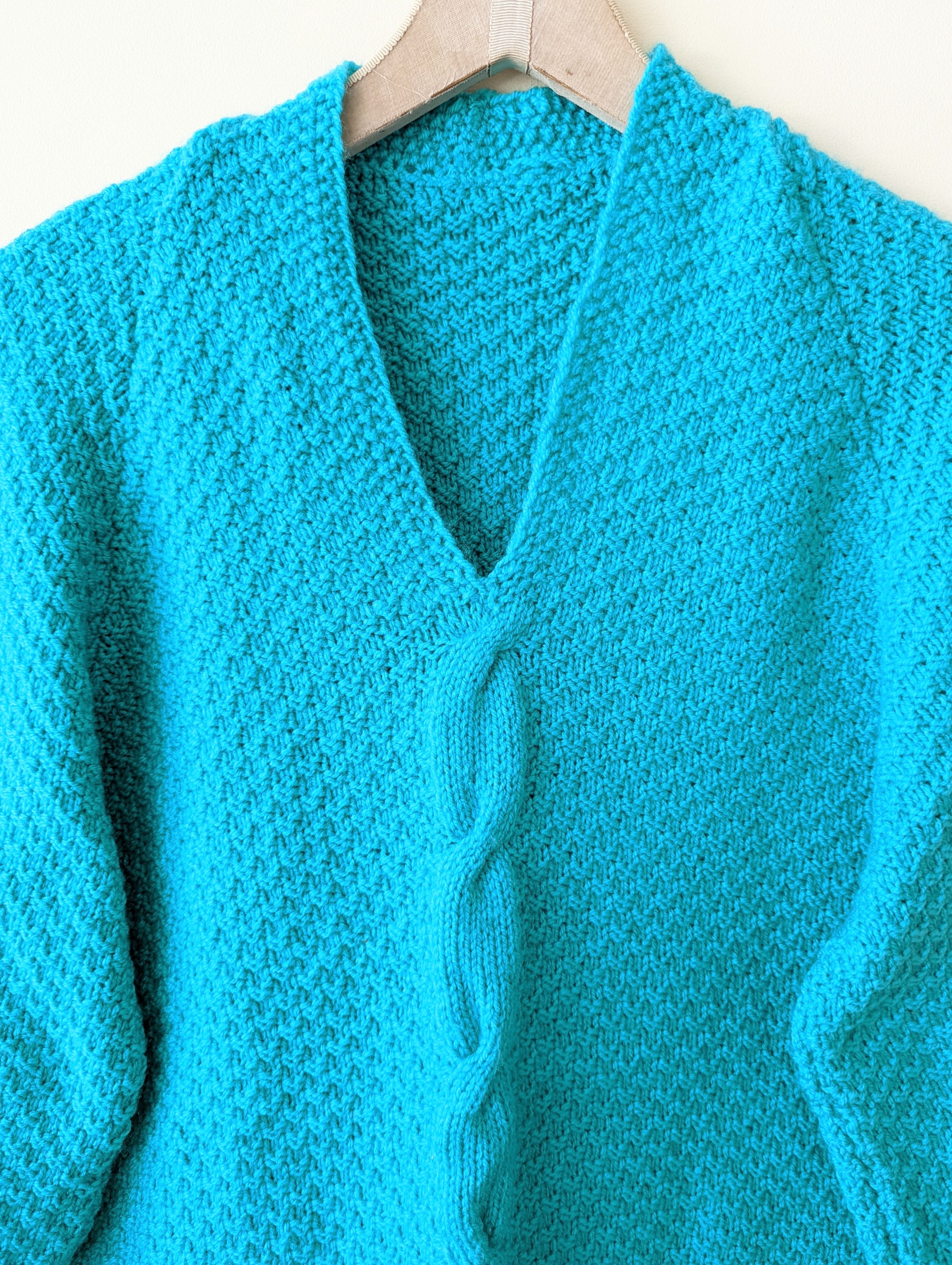 *Handmade* Pullover Türkis Zopfmuster Heavin (L)