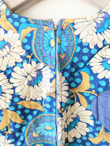 *Handmade* Kleid 70s Blumen Ballonärmeln Heavin (S)