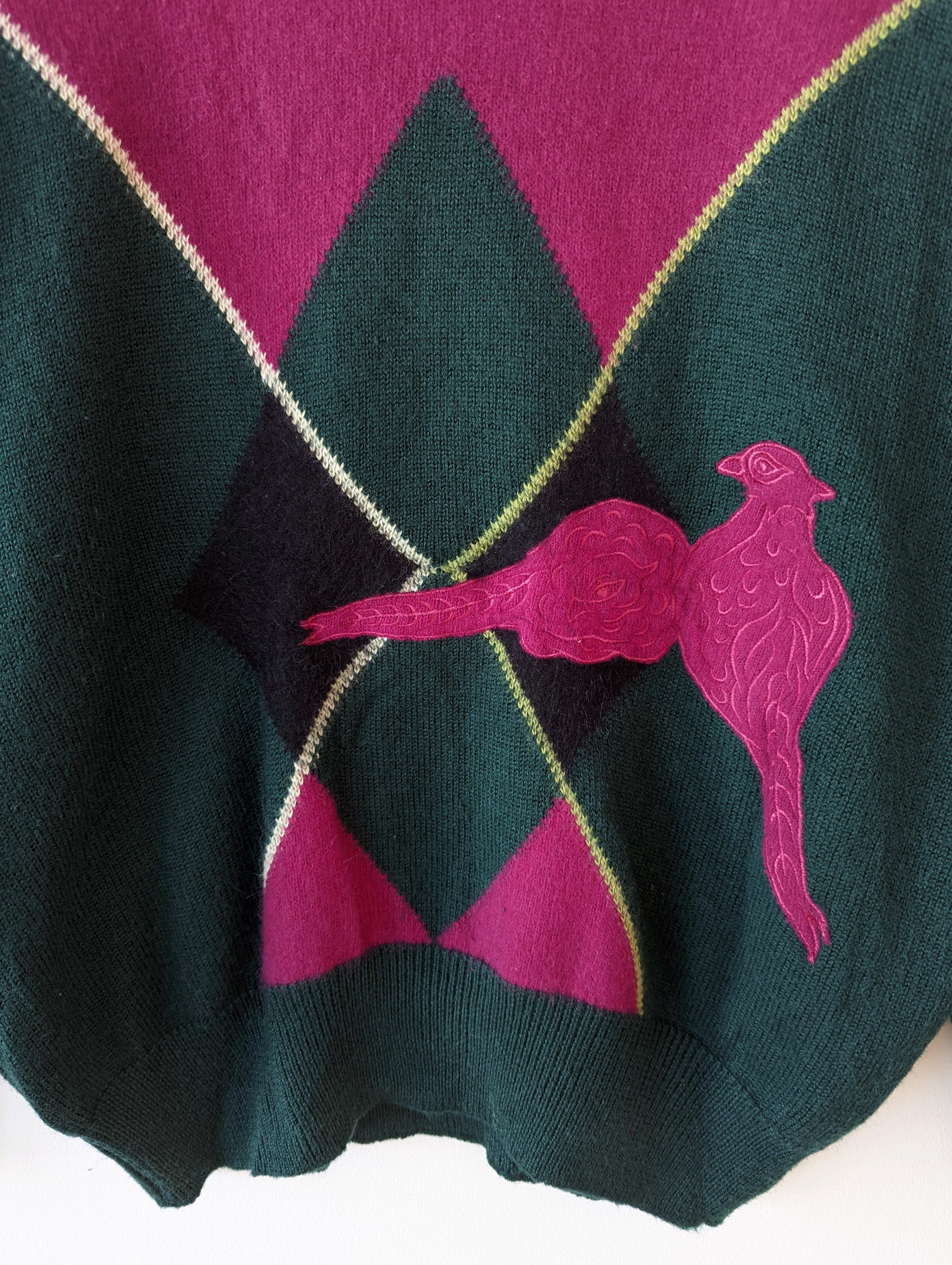 *Angora* Pullover Fasan Stickerei Wolle Heavin (M-L)