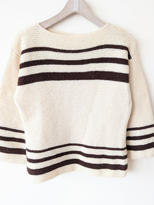 *Handmade* Pullover 70s Streifen Braun Heavin (M)