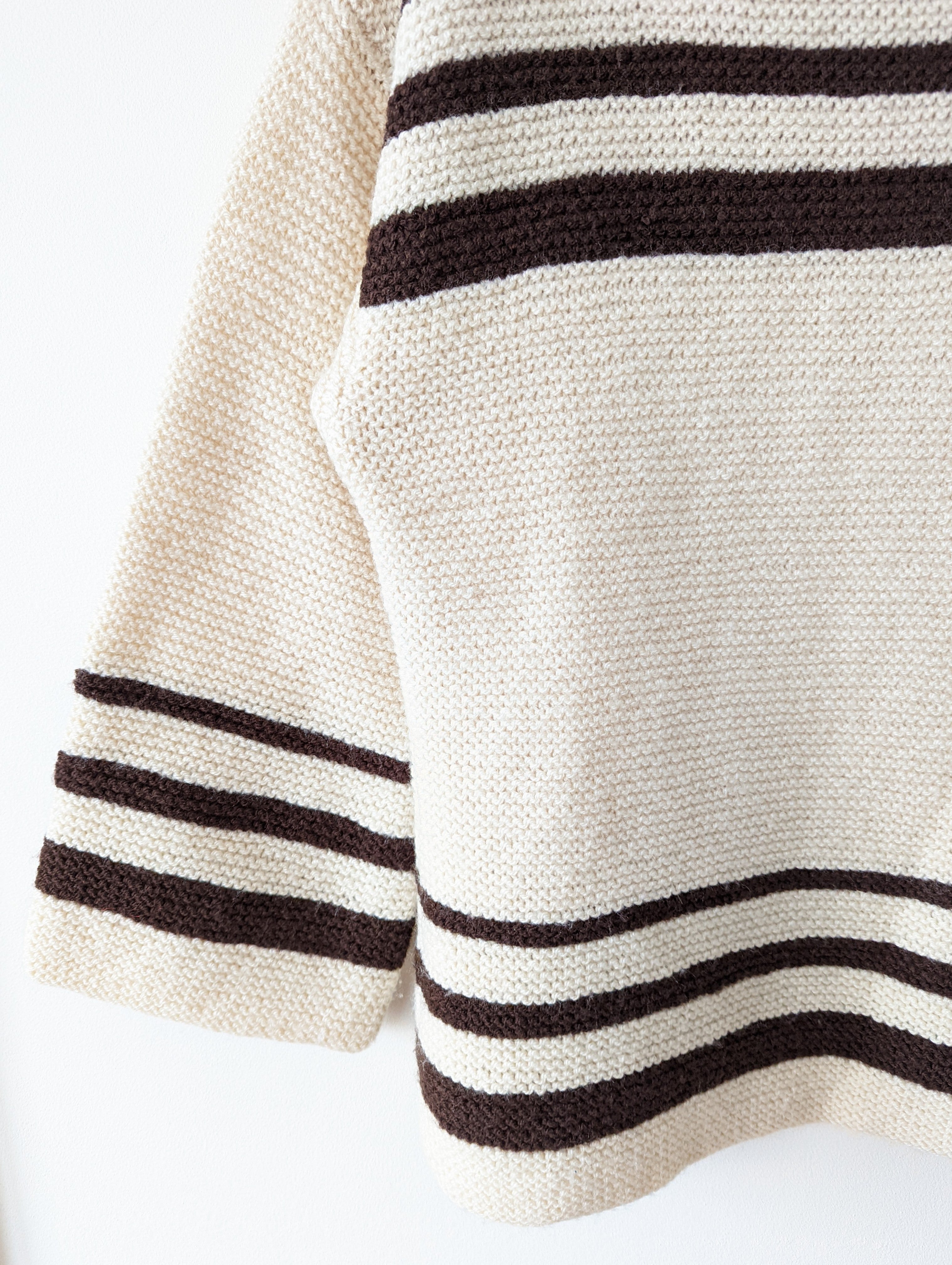 *Handmade* Pullover 70s Streifen Braun Heavin (M)