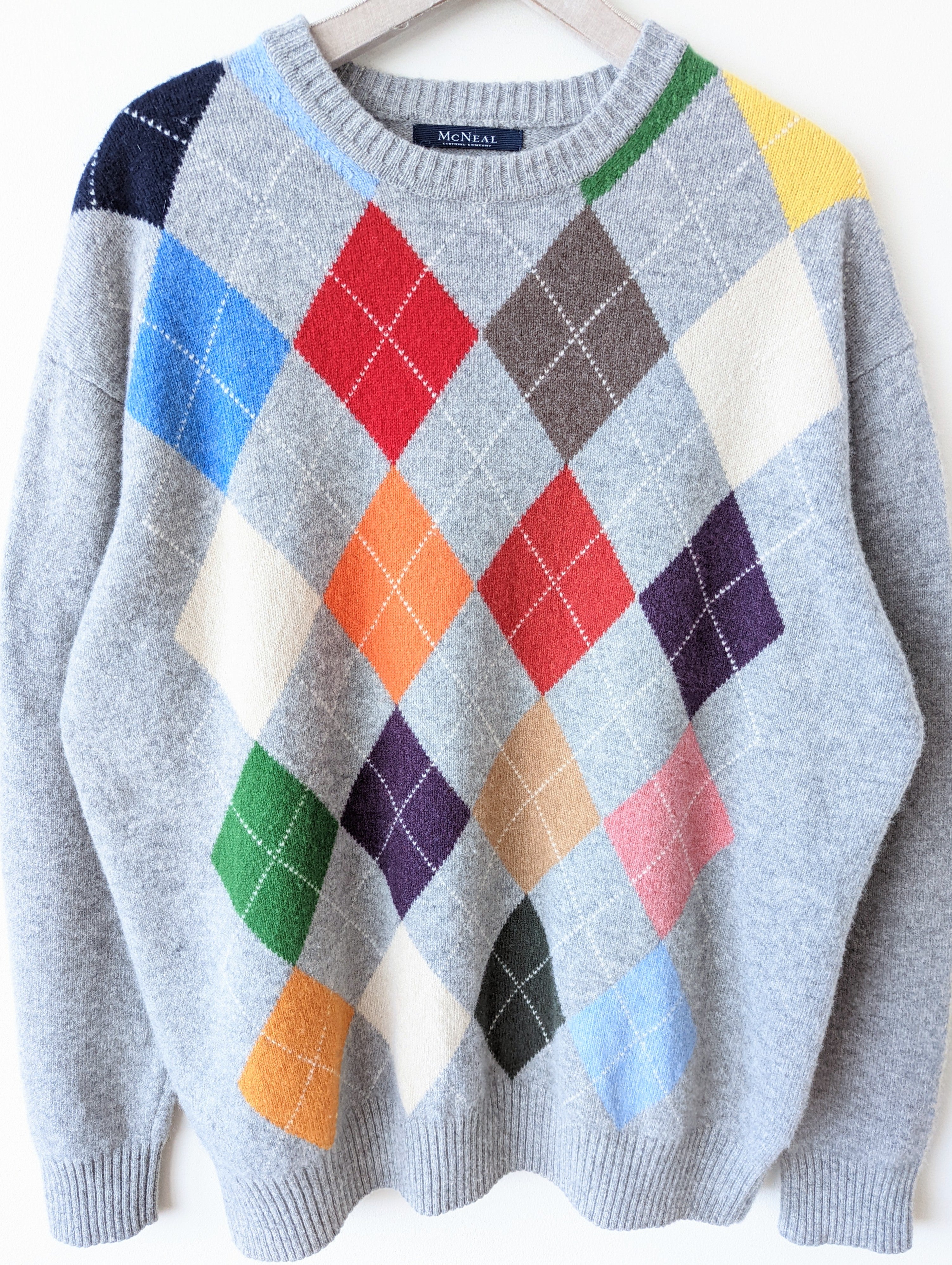Pullover Wolle Checked Strickmuster Heavin (L-XL)