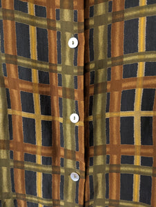 Bluse Kupferseide Khaki Rost Streifen Heavin (L-XL)