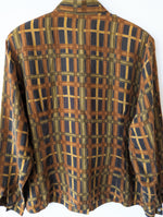 Lade das Bild in den Galerie-Viewer, Bluse Kupferseide Khaki Rost Streifen Heavin (L-XL)
