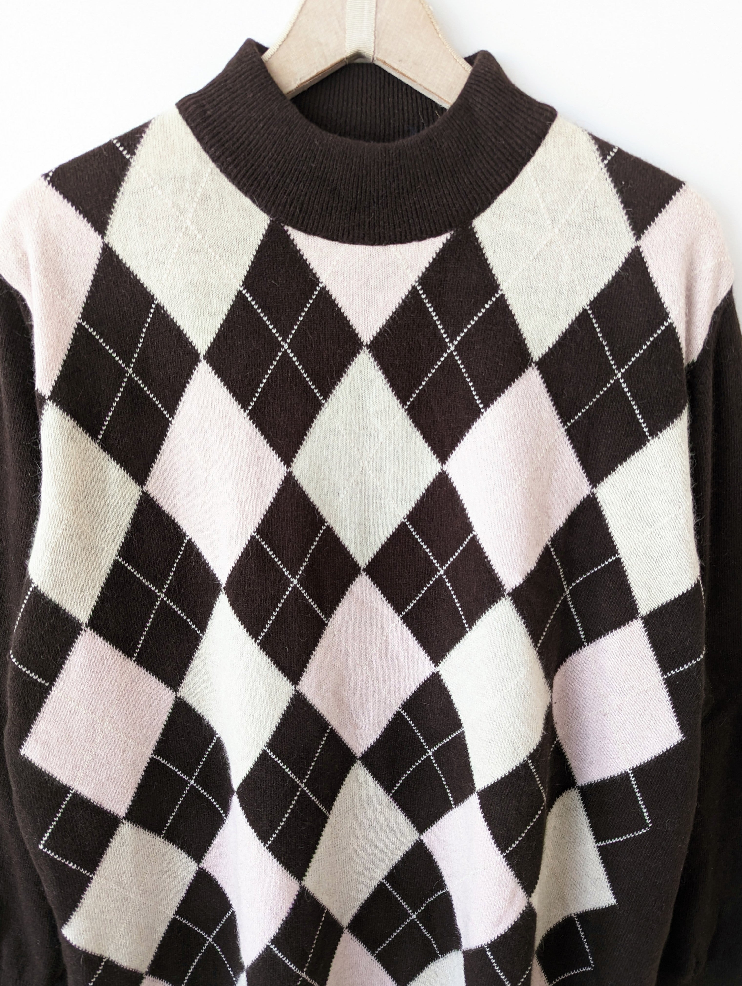 *Wolle* Pullover Checked Rosa Beige Heavin (XL)