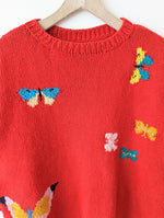 Lade das Bild in den Galerie-Viewer, *Handmade* Pullover Schmetterling Strickmuster Heavin (M-L)
