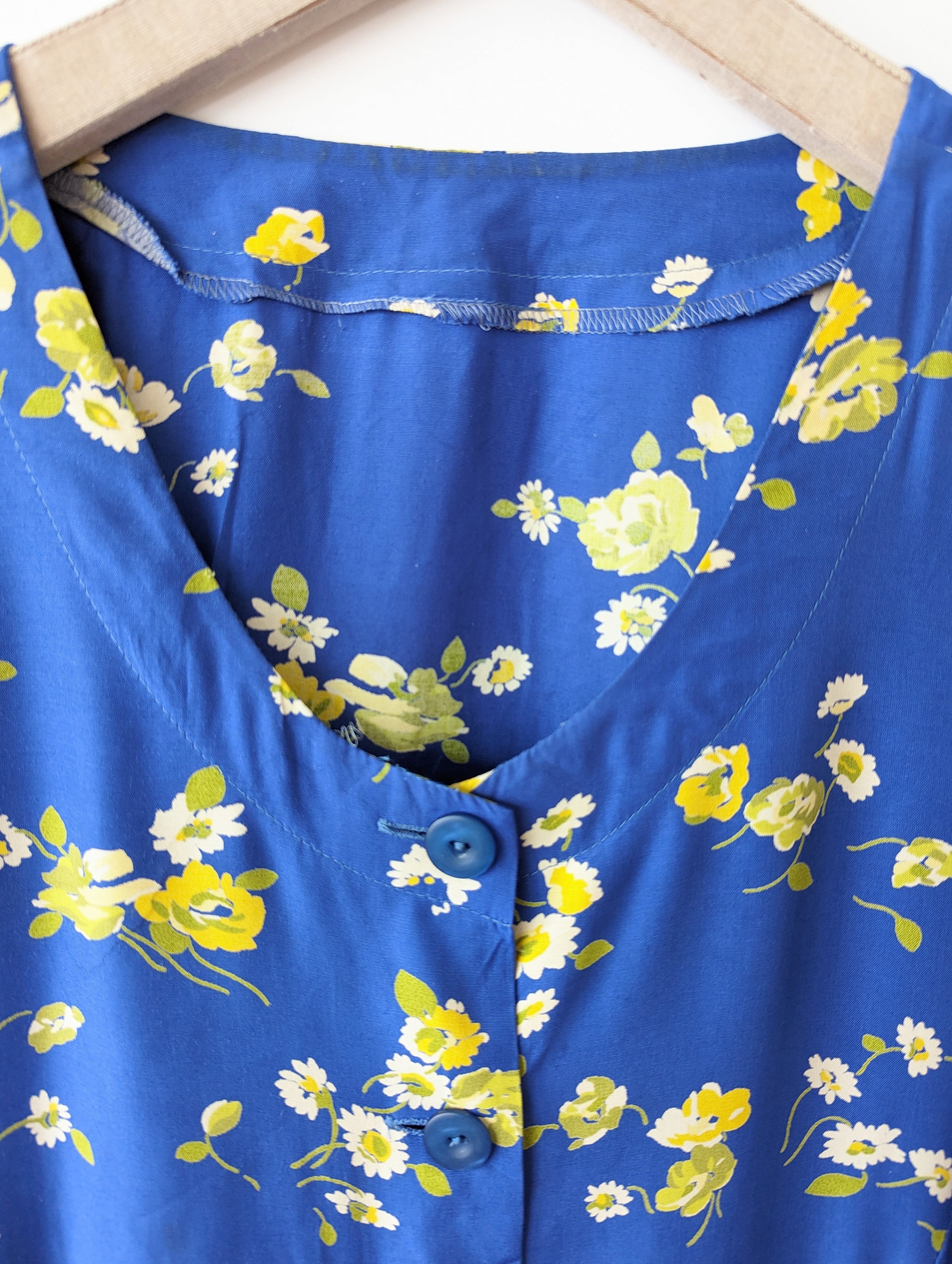 Kleid Blau Gänseblümchen 80s Heavin (XL-XXL)